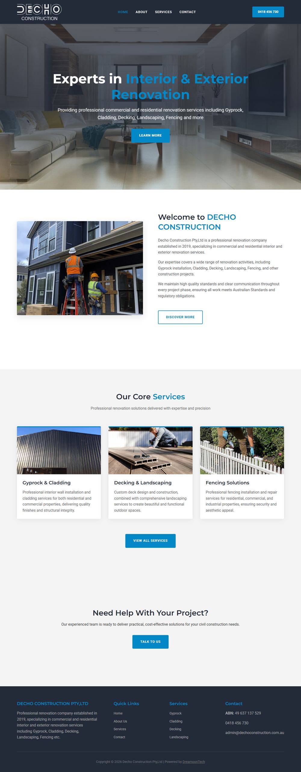 Decho Construction full page screenshot preview