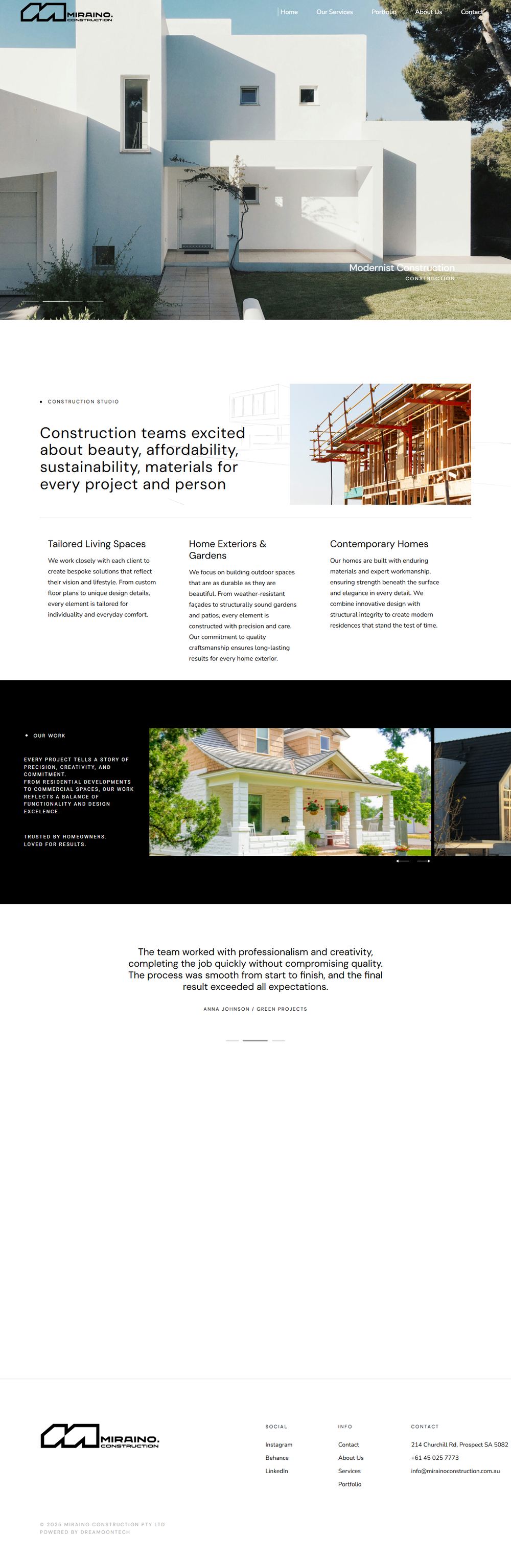 Miraino Construction full page screenshot preview